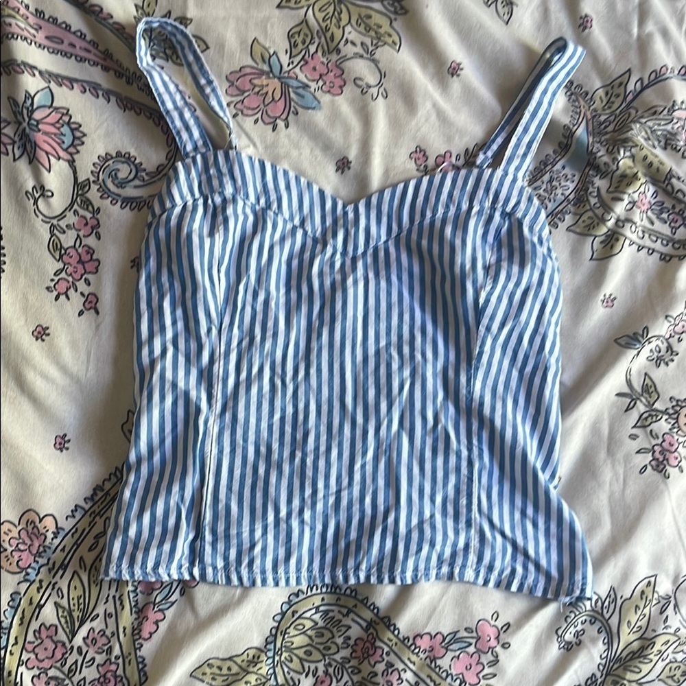 Abercrombie & Fitch Blue and White Fitted Bustier Camisole